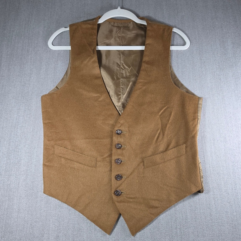 Unbranded Suit Vest Men S Brown Wool Blend Five Button Cinch Back Waistcoat